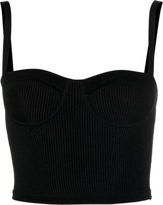 Alexander McQueen bustier-style ribbed crop top - women - Viscose/Polyester - L - Black