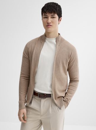 Lindbergh Mens Ultra-soft zipped Cardigan Sweater