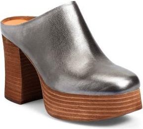 Kork-ease Veronica Platform Mule in Silver Leather at Nordstrom Rack, Size 10