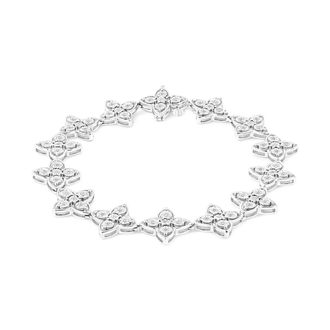 House of Brilliance 925 Sterling Silver 1.0 cttw Miracle-Set Diamond 4 Leaf Clover Link Bracelet