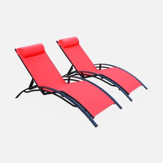 Sweeek Tumbona De Aluminio Textileno, Set De 2