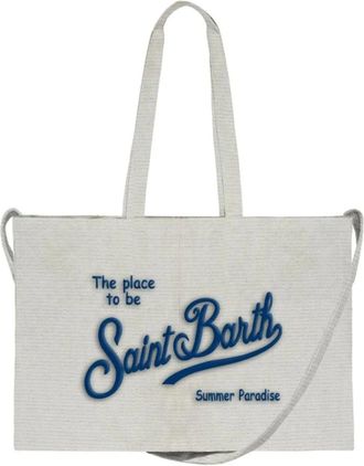MC2 Saint Barth Tassen, Dames, Wit, ONE Size, Katoen, Essenti&euml;le Canvas Tas Met Schouderband