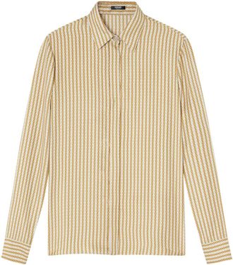 Versace Camicia gessata in seta con dettaglio Chain - Toni neutri