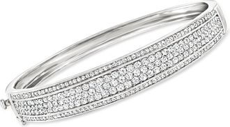 Ross-Simons Pave Diamond Bangle Bracelet in Sterling Silver