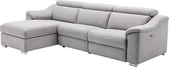 Vente-Unique Sof&aacute; rinconera relax de tela gris claro PEDRERA - &Aacute;ngulo izquierdo