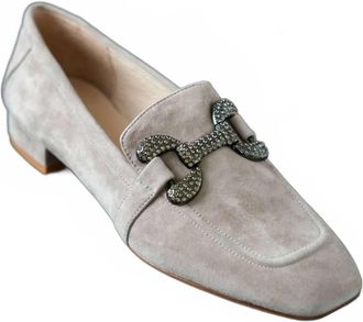 Koko + Palenki Womens Sage Loafer Shoes In Taupe Suede