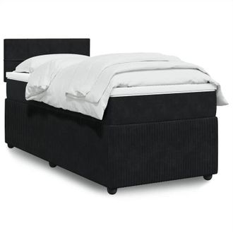 vidaXL Cama Box Spring Con Colch&oacute;n Terciopelo Negro 100x200 Cm