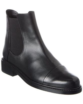 Stuart Weitzman Gobi Boot Womens Black Leather Cap Toe Ankle Chelsea RHS9397