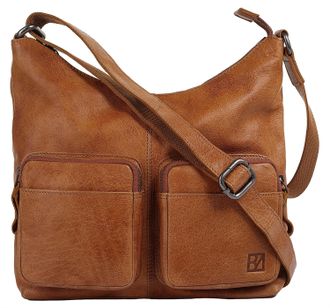 Bodenschatz Umh&auml;ngetasche BODENSCHATZ, Damen, Gr. B/H/T: 27cm x 24cm x 6cm onesize, braun (cognac), Leder, leicht gl&auml;nzend, unifarben, Taschen Umh&auml;ngetasche, echt
