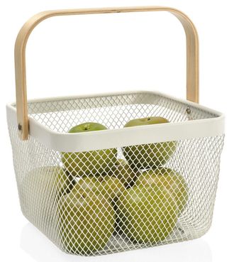 Andrea House Metallgitterkorb Sienna mit Holzgriff 25x25 cm