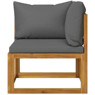 Berkfield Home Beautiful 2-seater Garden Bench with Dark Grey Cushions (UK/IE/FI in Brown