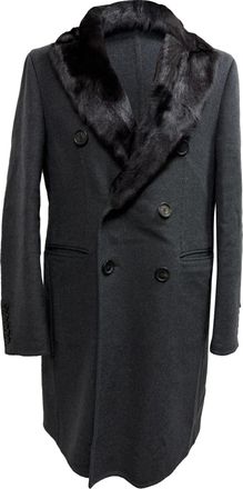 Burberry Pre-owned Mens Fur Collar Coat in Grey Wool - Size IT 50 (Mens)