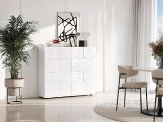 Vente-Unique Credenza alta 2 ante Bianco laccato - CALISTO