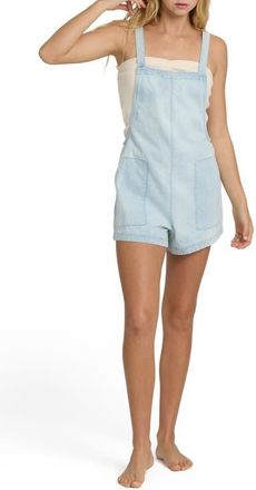 Billabong Beach Crush Denim Shortalls in Blue Mist at Nordstrom, Size X-Large