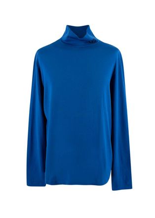 Versace Royal Blue Cotton Turtle neck Top Size XL