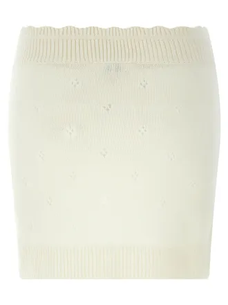 Chlo&eacute; Jacquard Logo Openwork Knit Skirt - Cream