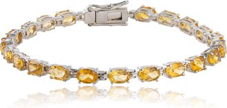 MAX + STONE 925 Sterling Silver 6x4mm Oval Cut Gemstone Tennis Birthstones Bracelet