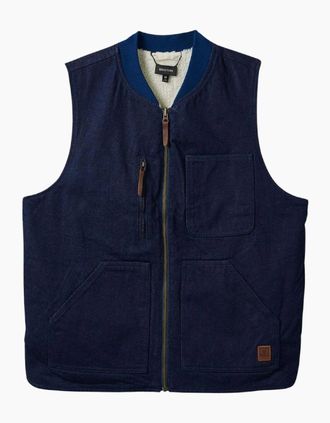 Brixton Mens Brixton Rinse Denim/Sherpa Builders Abraham Reversible Vest Gilet - Blue - Size: 38/Regular