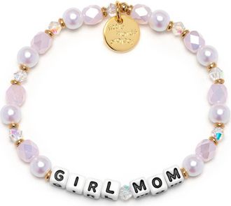 Little Words Project Girl Mom Beaded Stretch Bracelet in White at Nordstrom, Size Small