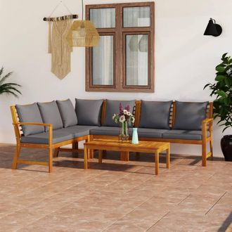 vidaXL Juego De Muebles Jard&iacute;n 5 Pzas Con Cojines Madera Maciza Acacia Vidaxl