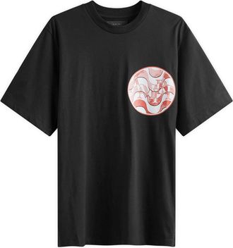 Amiri Mens Black and Red Staggered Wave T-Shirt