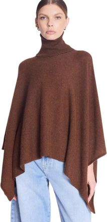 BERENICE Turtle Neck Cashmere Poncho - Dames - Ponchos - Bruin - ONE Size - Kasjmier - Jassen
