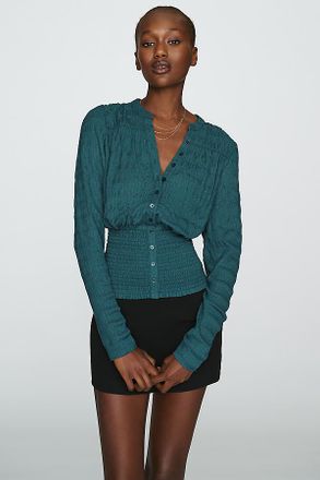 Maeve Market Day Shirred Long-Sleeve Top