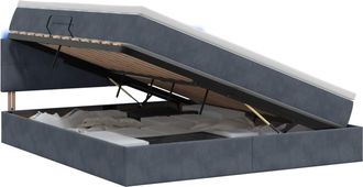 vidaXL Cama De Almacenamiento Led Con Colch&oacute;n Gris Oscuro 140 X 190 Cm Vidaxl