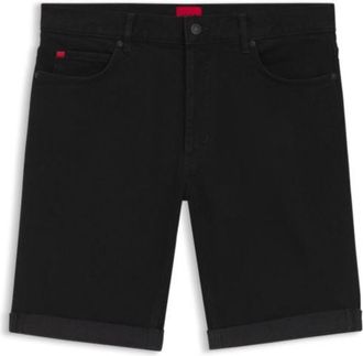 HUGO BOSS Tapered-fit shorts in black stretch denim