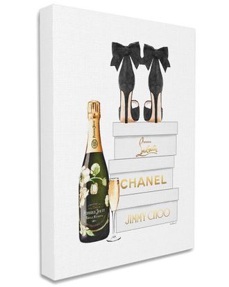 Stupell Industries Champagne Bubbly Black Heels Glam Shoe Boxes Stretched Canvas Wall Art By Amanda Greenwood