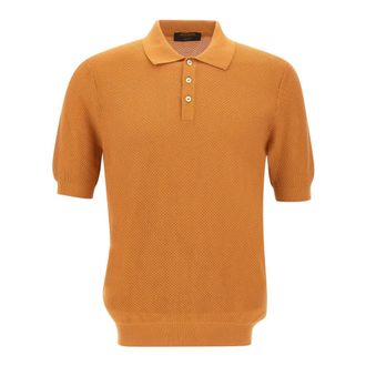 Gran Sasso Honeycomb Polo Shirt - male - Gran Sasso - Polo Shirts - Orange - 3XL - Tops