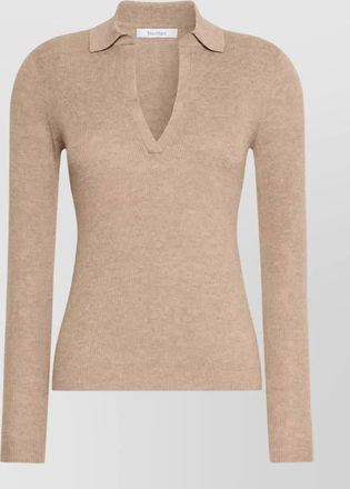 Max Mara cashmere ribbed v-neck polo sweater