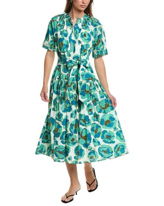 Gracia Gathered Neck Floral Print Belt Dress