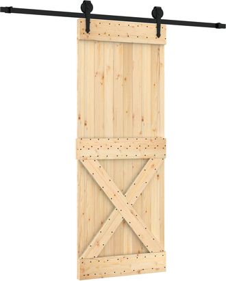 vidaXL Puerta Corredera Natural Y Negro 80 X 210 Cm Vidaxl