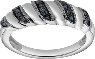 LuvMyJewelry Delphine Sterling Silver 0.10 Ct Diamond Croissant Ring in 925 Sterling Silver at Nordstrom, Size 7