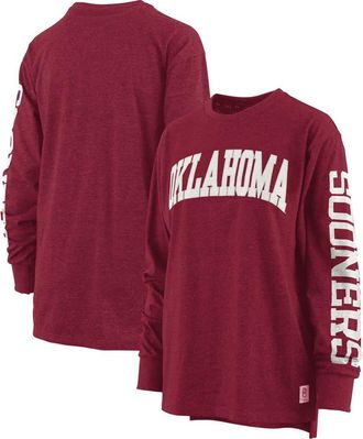 Pressbox Womens Pressbox Heathered Crimson Oklahoma Sooners Two-Hit Canyon Long Sleeve T-Shirt at Nordstrom, Size Small