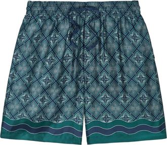 Casablanca Casablanca Radiating Logo-monogram Silk Shorts - Green - XL