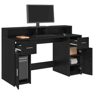 Berkfield Home Stylish Desk Black Oak 140x55x91 cm Engineered Wood | Size: 140 x 55 x 91 cm