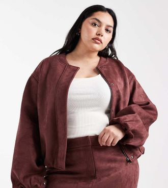 4th & Reckless Giacca bomber in camoscio sintetico bordeaux in coordinato-Grigio