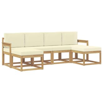 vidaXL Conjunto De Sof&aacute;s De Exterior 6 Pcs Blanco Y Crema Poli&eacute;ster Vidaxl