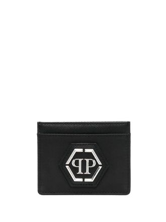 Philipp Plein Hexagon-plaque cardholder - unisex - Calf Leather/Nylon - One Size - Black