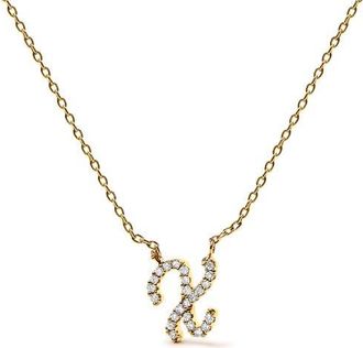 House of Brilliance 10K Gold Diamond Accent A-Z Initial Script Style Pendant Necklace in Yellow | X at Nordstrom