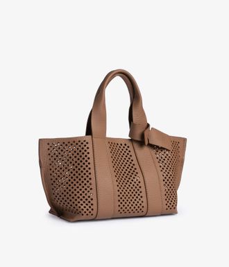 Pedro Garcia Mini perfed tote in brown cervo | Mini perfed tote | Spring Summer 26 | PEDRO GARCIA