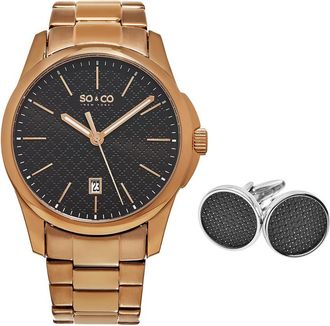 SO & CO So & Co Mens Madison Watch & Cufflinks Set