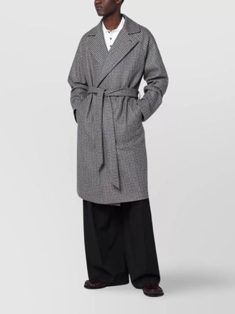 Tagliatore checked coat featuring belted waist