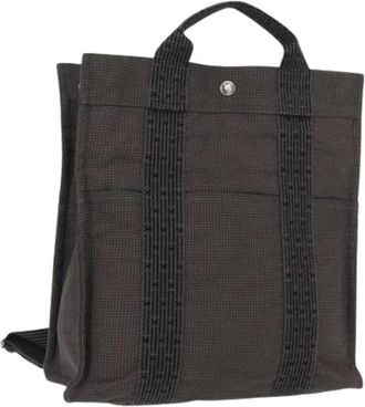 Herm&egrave;s Pre-owned Backpacks, female, Gray, Size: ONE SIZE Pre-owned Vintage Canvas Backpack