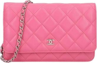 Chanel Pre-owned Wallet ON Chain - Dames - Vintage Schoudertas - Roze - ONE Size - Leer - Vintage