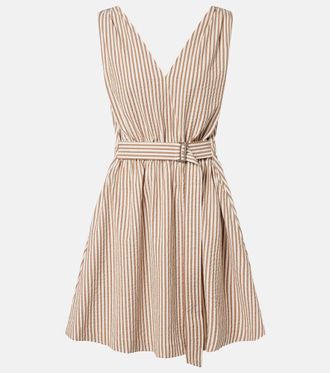 Brunello Cucinelli Striped cotton-blend minidress