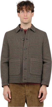 Circolo 1901 Houndstooth Werkjas - Heren - Zomerjassen - Bruin - M - Wol - Jassen