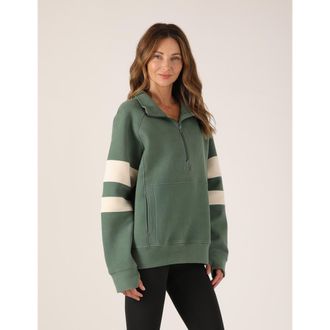 Glyder Prodigous Scuba Knit 1/4 Zip Up Jacket in Smoky Basil/oatmilk at Nordstrom, Size X-Large